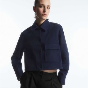 Cos Twill Cropped Jacket Navy